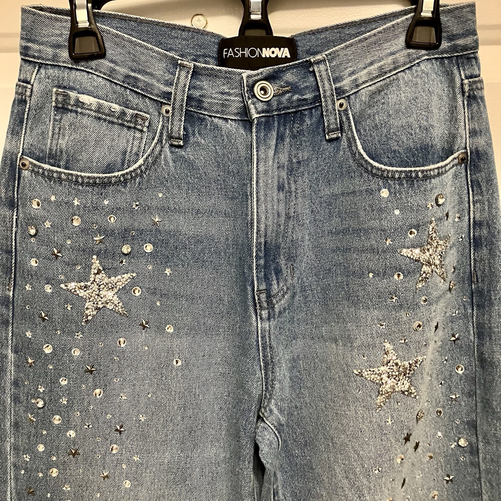 Fashion Nova Women's Size 5 Rhinestone Bling Stars Jeans